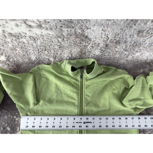 Talbots Petites Sz P Mock Neck Stretch Full Zip Sweater Green Cotton Long Sleeve - Picture 6 of 9